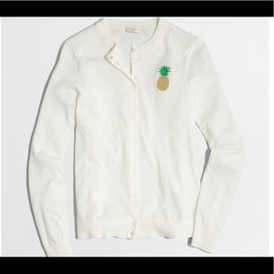 J CREW WHITE PINEAPPLE CARYN CARDIGAN SIZE S